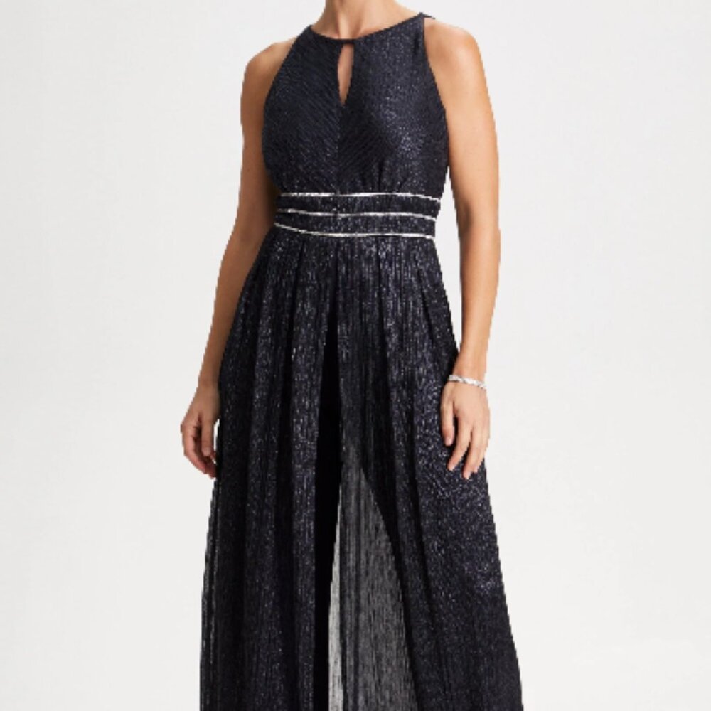 Laura Overlay Rhinestone Detail Jumpsuit - Marine/Navy Blue